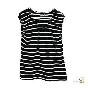 🖤🤍 Loft XL Ruched Sleeve Black & White Top